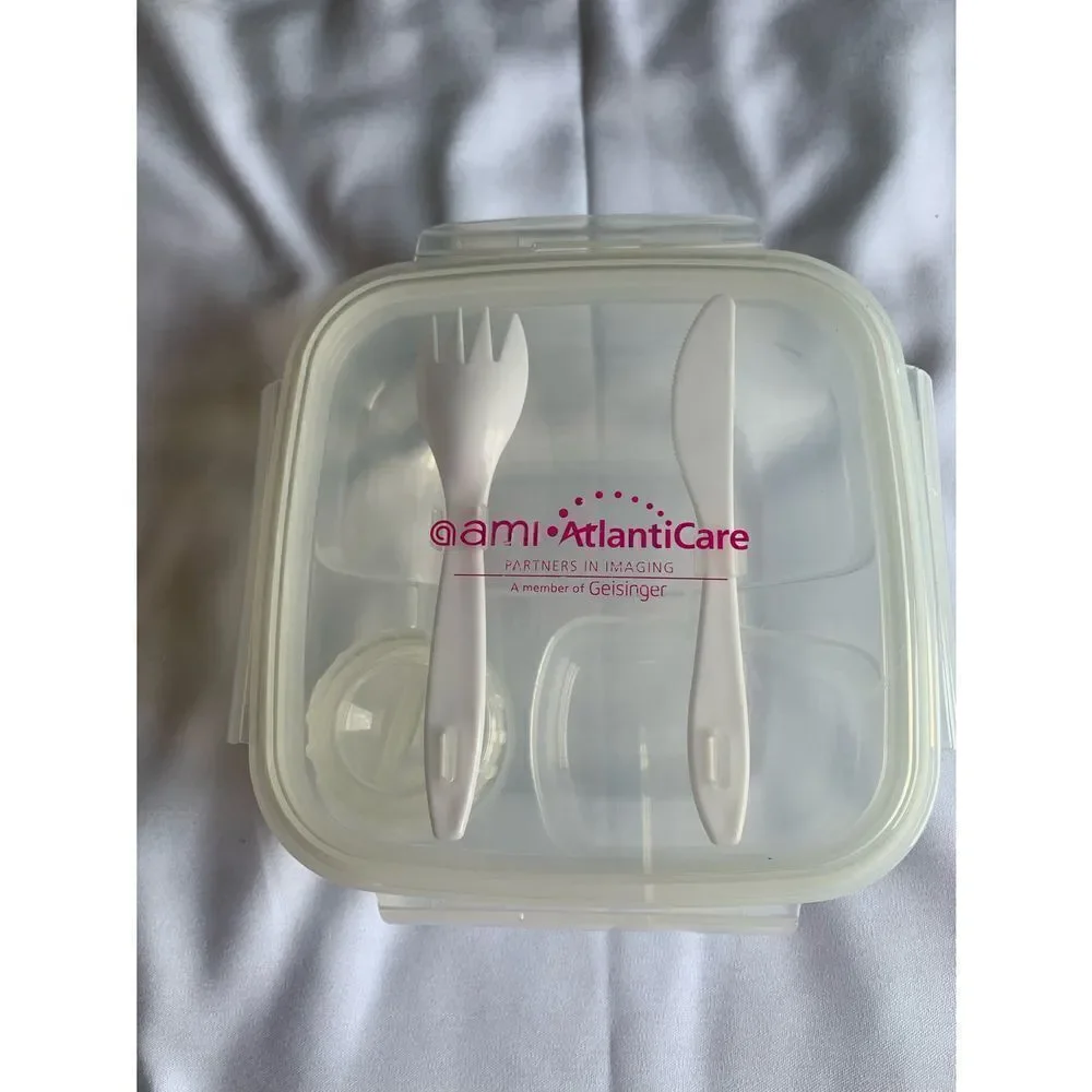 Atlantic Care Salad To Go Container Lunch Box w Fork Spoon & Dressing Cup